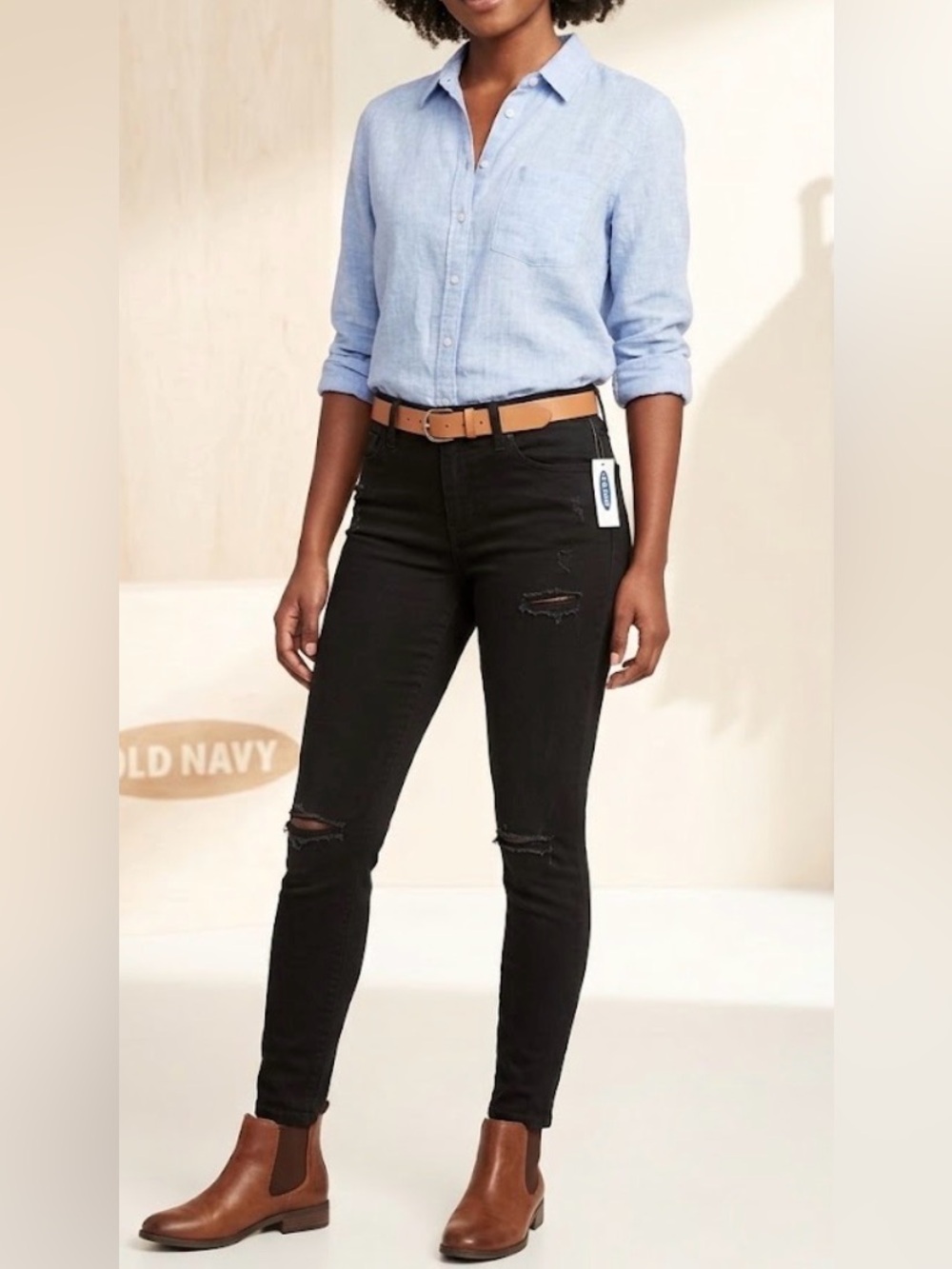 Old Navy Tall Black Distressed Women's Skinny Jeans